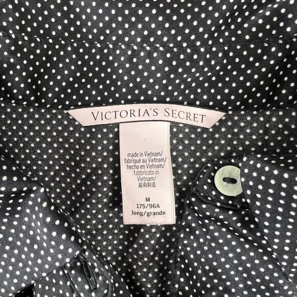 Victorias Secret Black Polka Dot Front Ruch Pajama Top - Picture 4 of 4